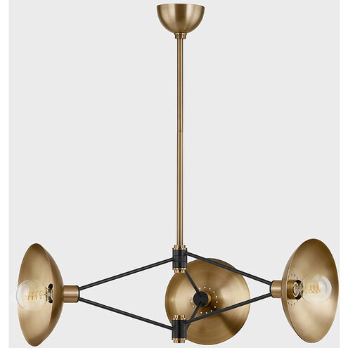 Axel 3 Light 36 inch Patina Brass/Soft Black Chandelier Ceiling Light